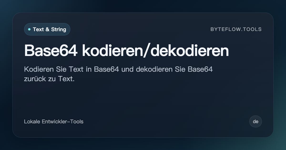 Base64 kodieren/dekodieren - Kostenlos online | byteflow.tools