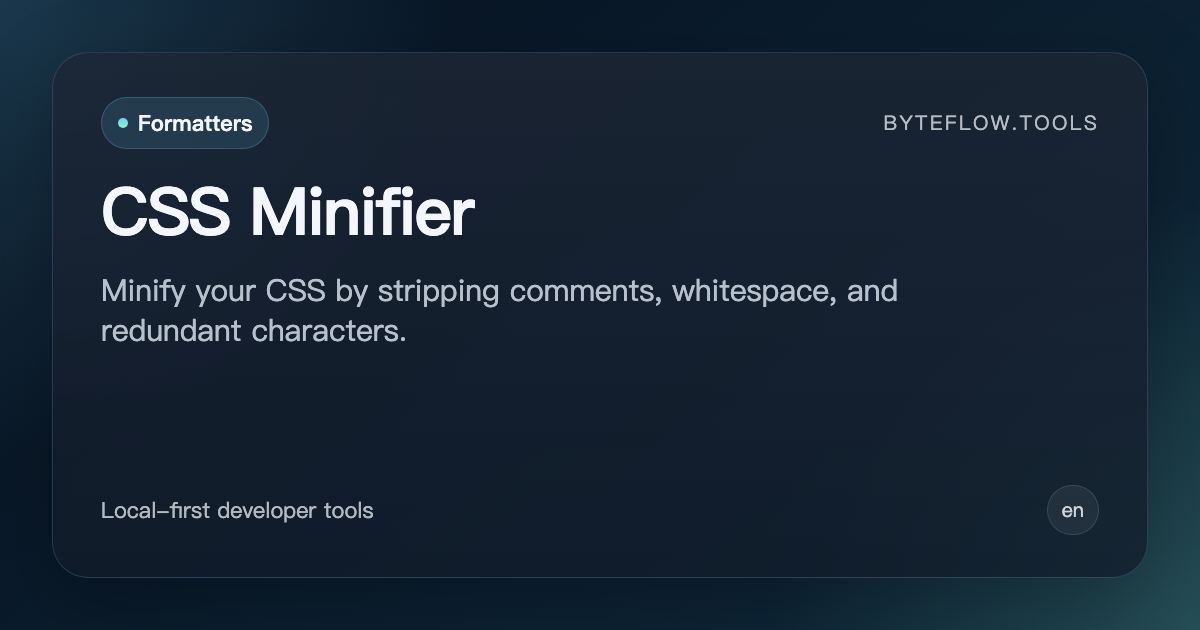 CSS Minifier - Free Online | byteflow.tools