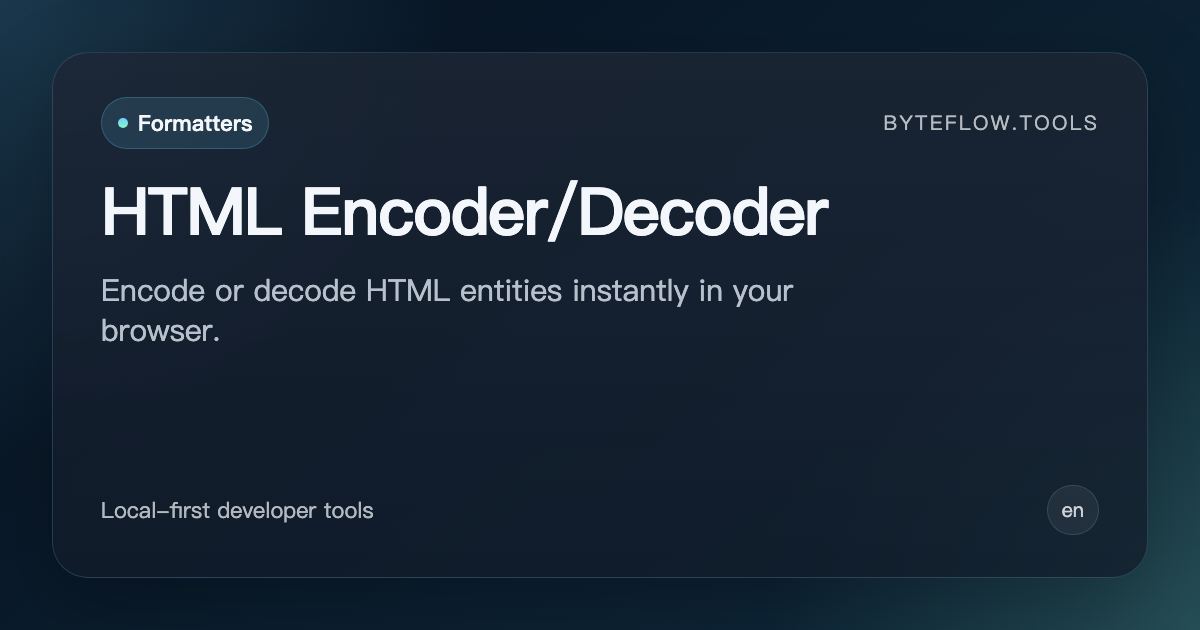 HTML Encoder/Decoder - Free Online | byteflow.tools