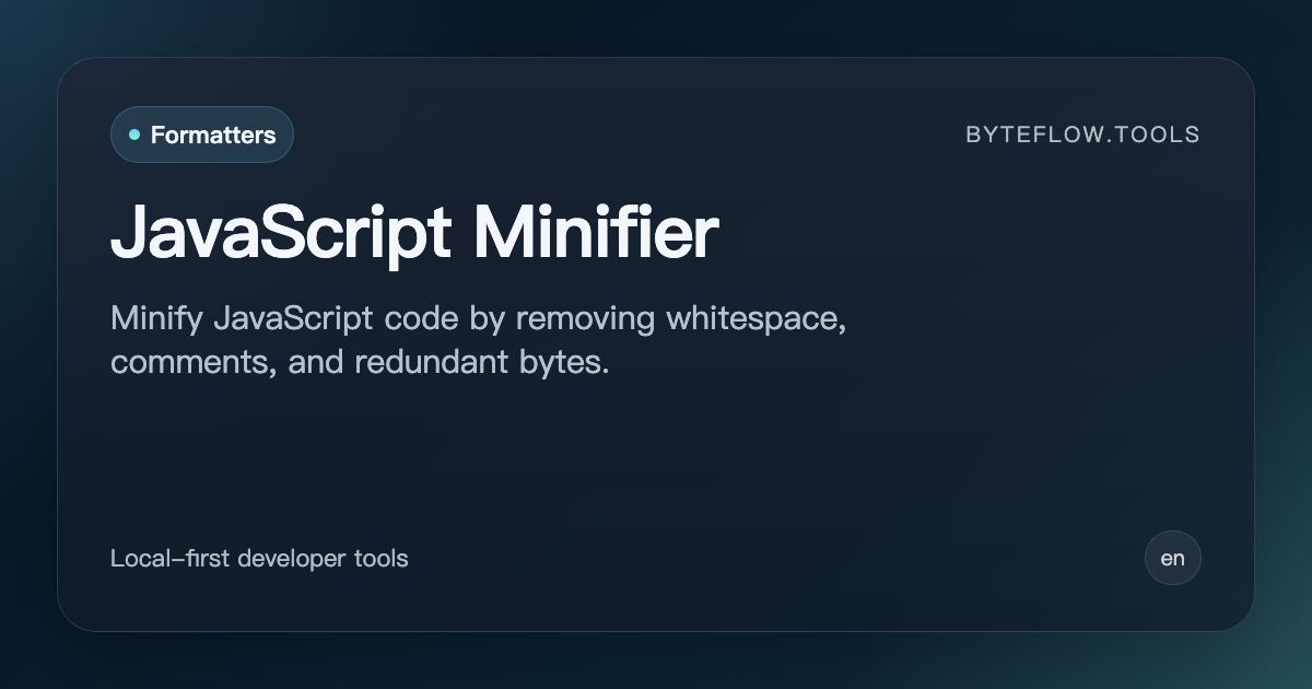 JavaScript Minifier - Free Online | byteflow.tools